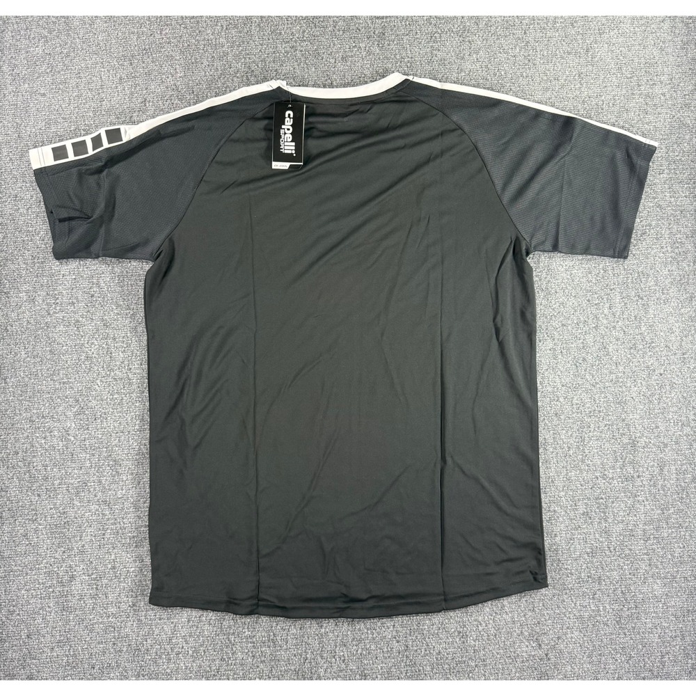 Capelli Sport Mens XL CS-COOL Soccer Training Jersey Black Grey White Stripe NWT - Picture 2 of 7